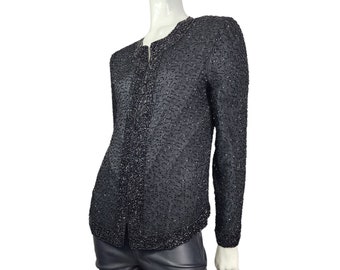 Vintage PS Laurence Kazar Black Beaded Sequin Jacket PS