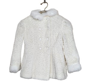 Vintage 70s girls kids faux fur jacket