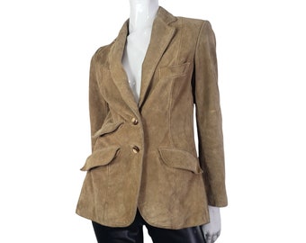 80er 90er Jahre Fannys Hide Tan Wildlederjacke Small
