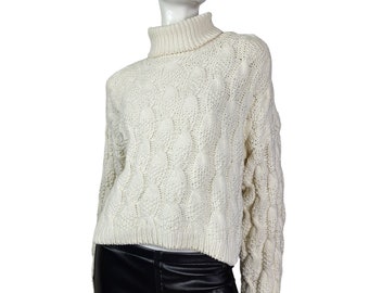 Vintage Cotton Chunky Cable Knit Sweater M/L