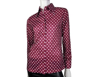 Vintage Ladies 60s 70s Puccini Pointy Collar Polyester Blouse Shirt Small