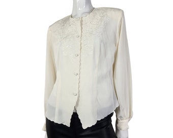Vintage Jacklyn Smith Classics Cream / light beige blouse Large
