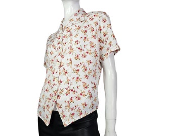 Vintage TRUFFLES short sleeve floral blouse M/L