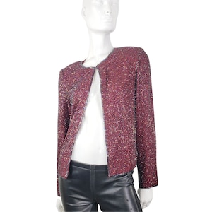 Vintage Red Beaded Blazer Jacket S