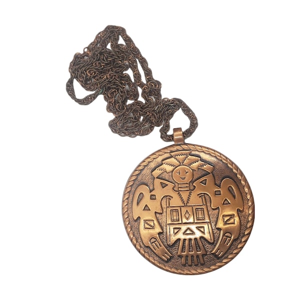 Vintage 60s Kachina Copper Necklace