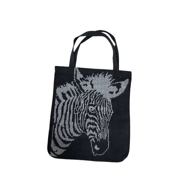 Vintage Zebra beaded Tote bag