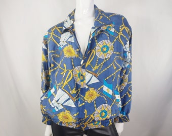Vintage Blue Streetwear Silk Jacket M/L