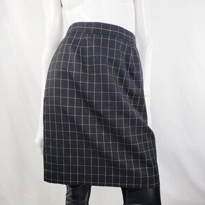Vintage 80s Black Wool Skirt with Gold Detail Small