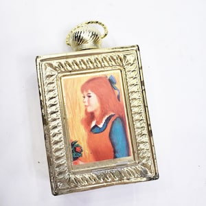 Vintage Avon Gold Glass Perfume Cologne Bottle with Girl Decal