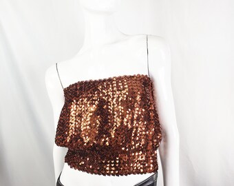 copper sequin blouse