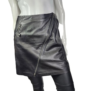 Vintage Cache Black Soft Leather Zippered Mini Skirt M 27&quot; Waist