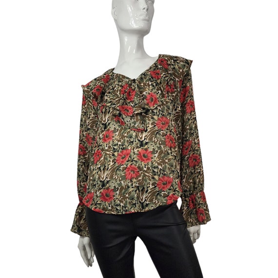 Vintage TRY Floral Ruffle Blouse Large - image 10