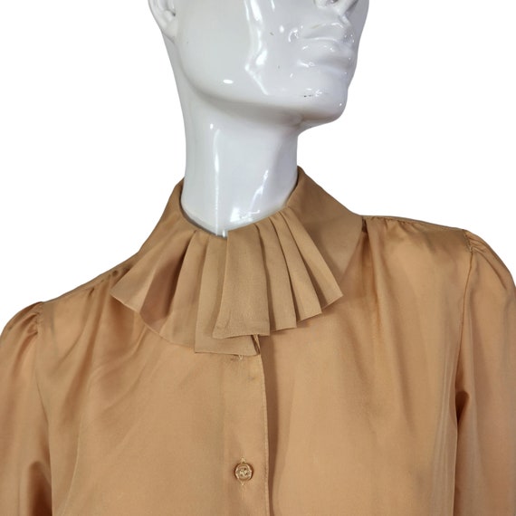 Vintage 80s Jack Winter Tan Blouse Medium - image 7