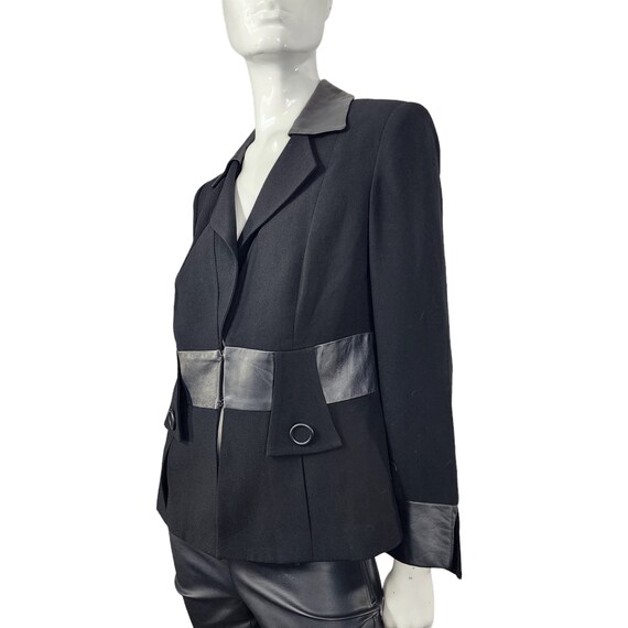 Vintage Black ZELDA Blazer with Leather Detail S/M - image 2