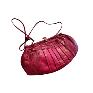 Vintage 80s Red Leather Shoulder Bag Clutch