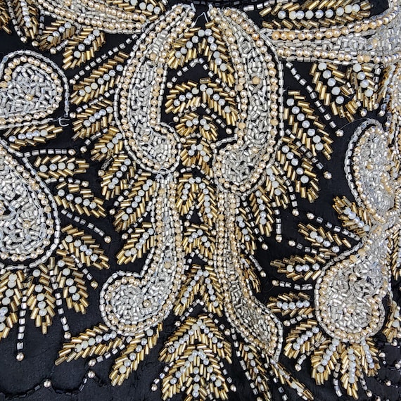 Vintage Kazar Black and Gold Beaded blouse - image 9