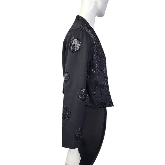 Vintage Marc D'Arcy Black Wool Beaded Star Blazer… - image 7