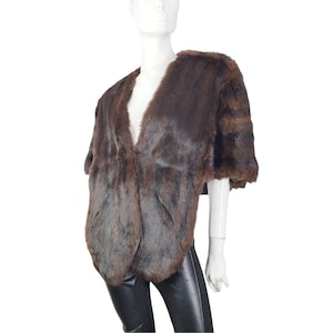 Vintage 50s 60s Brown Rabbit Stole Caplet Small
