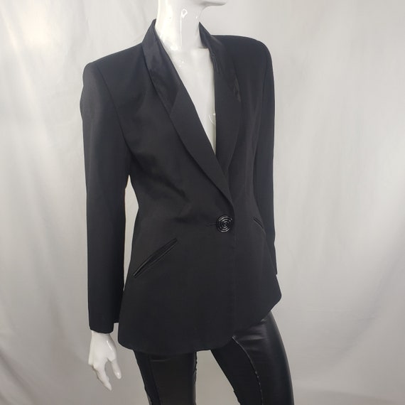 Vintage Black Blazer 80s Medium - image 3