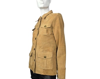 Vintage Y2K Beige Wildleder Jacke Klein