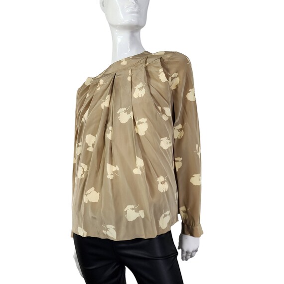 Vintage Adrienne Papell Tan Silk blouse 8 / Medium - image 3