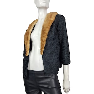 Vintage 50s 60s Fur Collar Jacket Small