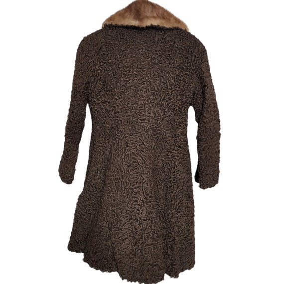 50s 60s Brown Coat with Fur Collar XS / S - image 6