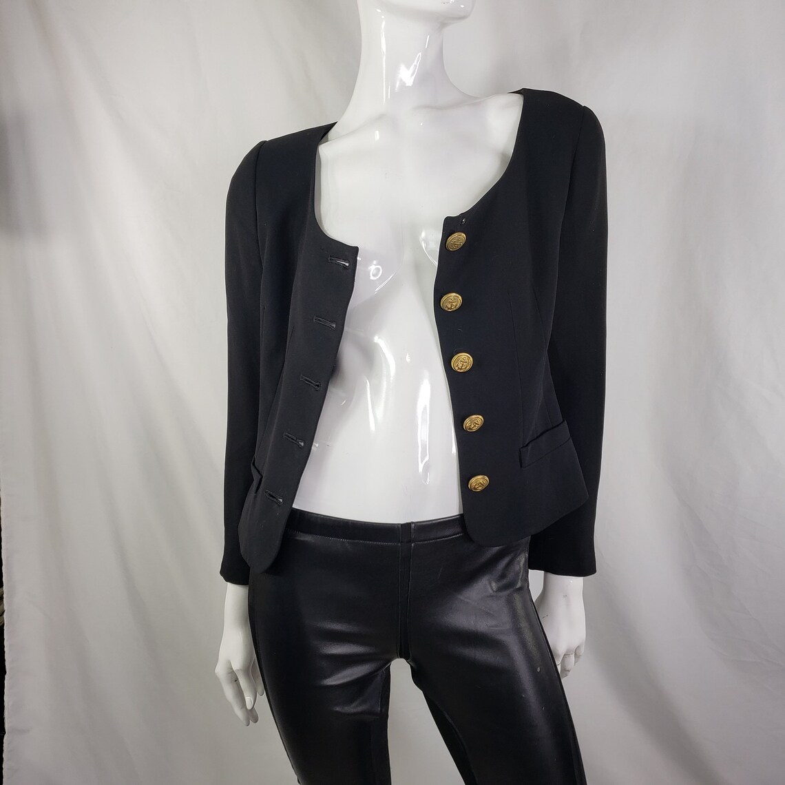 Vintage Rickie Freeman Black Blazer Gold Buttons Small Etsy