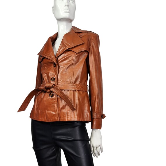 Vintage 70s Leather Jacket Small - image 7