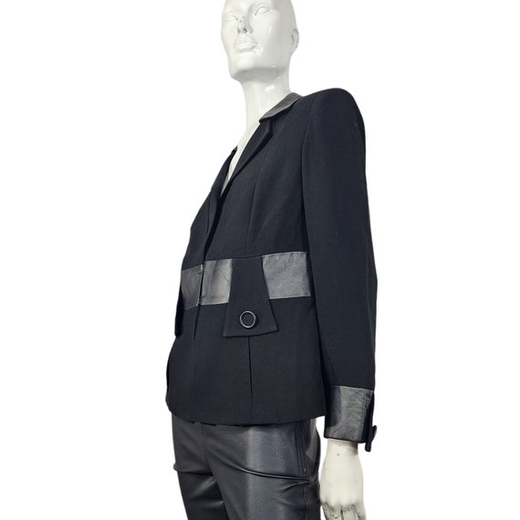 Vintage Black ZELDA Blazer with Leather Detail S/M - image 5