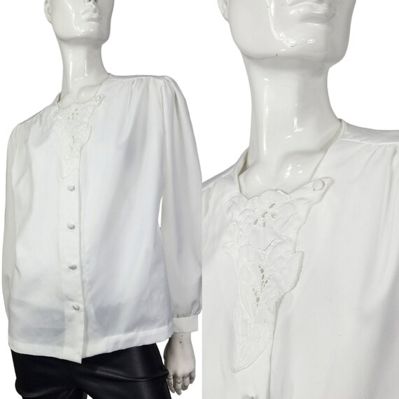 Vintage Angela Pellino White Blouse Large - image 1