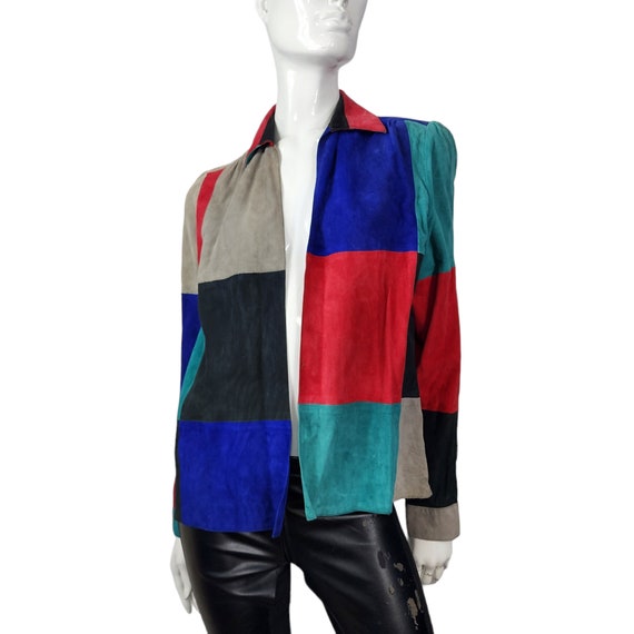 Vintage 70s Judith Ann Creations Color Block Sued… - image 3