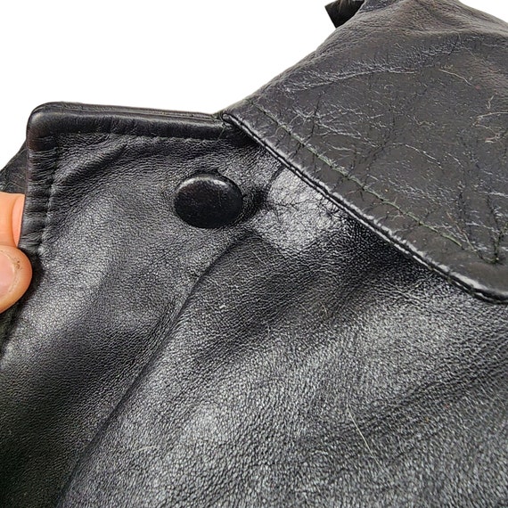 Vintage 70s Black Leather Jacket XS/S - image 3