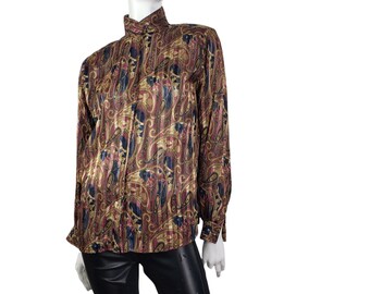 Vintage  Yves St. Clair Semi Sheer Paisley Blouse M/L