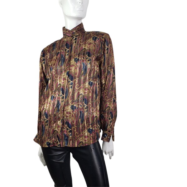 Vintage  Yves St. Clair Semi Sheer Paisley Blouse M/L