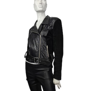 Vintage Firenze black leather suede moto jacket small