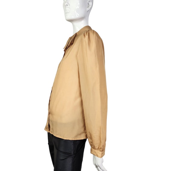 Vintage 80s Jack Winter Tan Blouse Medium - image 6