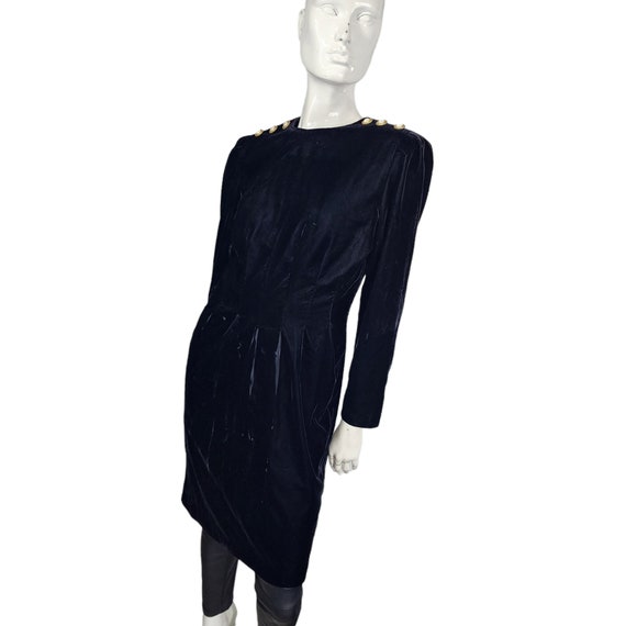 Vintage Black Velvet Dress S - image 6