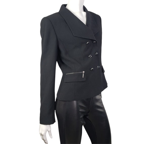 Vintage Tahari Black Blazer with Zippered pockets… - image 3