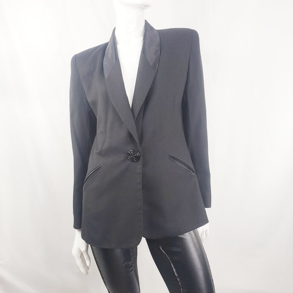 Vintage Black Blazer 80s Medium - image 1