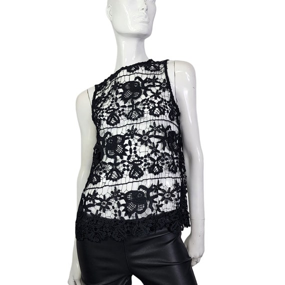 Vintage black Blouse cutout sleeveless top S - image 1