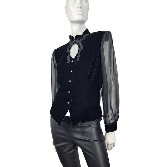 Vintage David Rose Night Black Velvet Blazer M/L - image 1