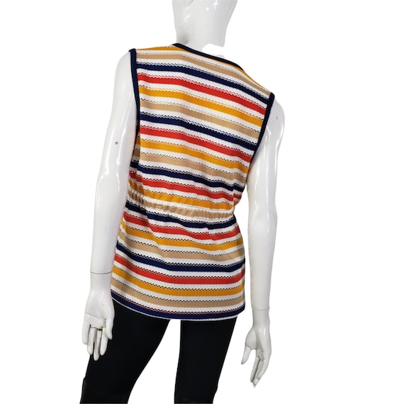 Vintage 70s Striped Vest M/L - image 3