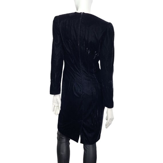 Vintage Black Velvet Dress S - image 4