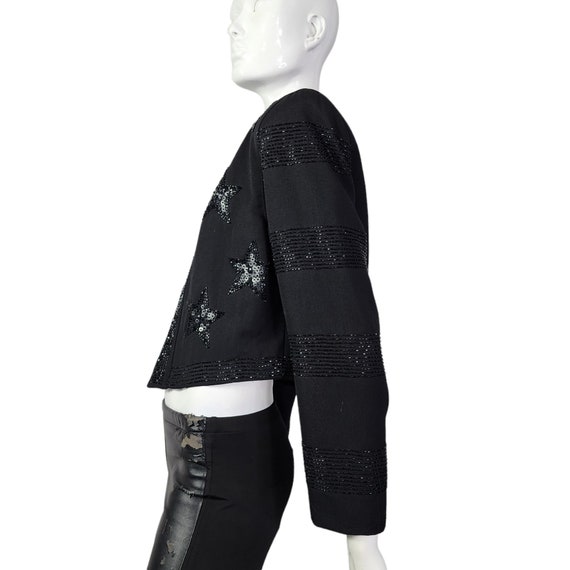 Vintage Marc D'Arcy Black Wool Beaded Star Blazer… - image 6