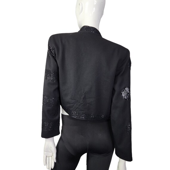 Vintage Marc D'Arcy Black Wool Beaded Star Blazer… - image 8