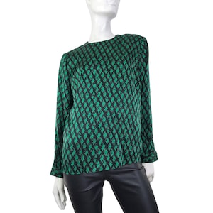 Camicetta vintage Kasper ASL verde e nera L/XL