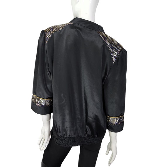 Vintage Tops n Tops Black Sequin Blouse Large - image 4