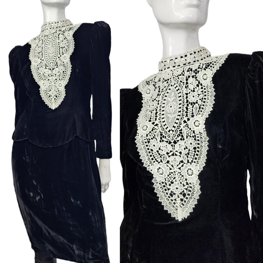 Vintage 70s Jessica Mcclintock Gunne Sax Black Velvet Dress - Etsy