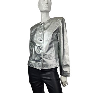 Vintage Davenel Silver Leather Jacket Medium